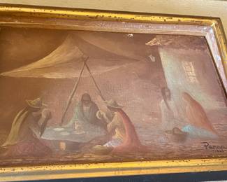 Small 1965 Oil Painting by Parra (Mexican Street Scene)