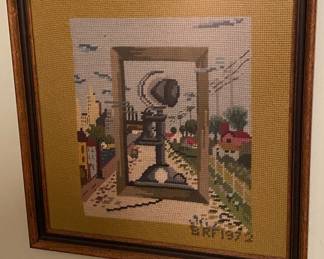 Framed Telephone Cross Stitch 