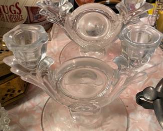 Vintage Pattern Glass Candle Holders 