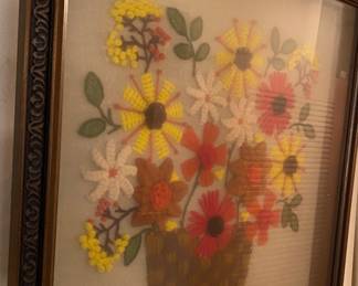 Framed Floral Crochet Work