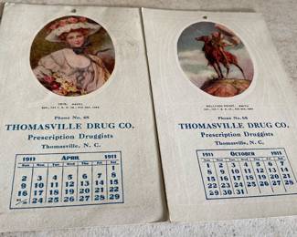 Small 1911 Calendar Pages from Thomasville Drug Company