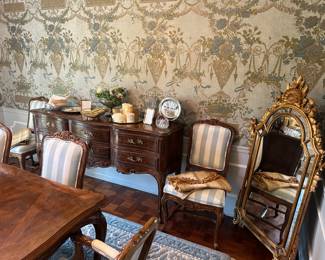 Drexel Heritage Sideboard & Maitland Smith Gold Mirror