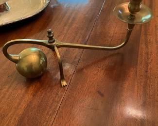 Vtg Brass Cantilever Candlestick Piano Cannonball, Paw Feet