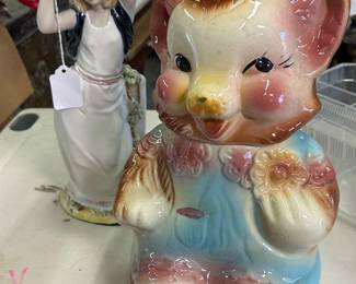 Antique Cookie Jar & Figurine
