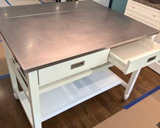 William Sonoma metal top kitchen island