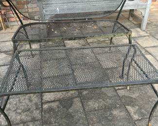 Wrought iron bench and table