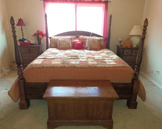 King size 4 post bed and cedar trunk