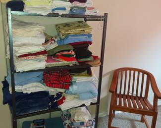 Linens and teak chair (not like the other one.....)