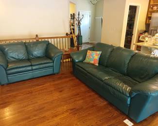 Leather sofa and loveseat