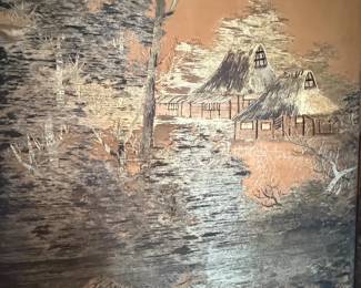This Vintage Asian Screen Art - Just WOW! Family spent over 2k restoring it
