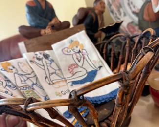 Might Need this Bamboo Basket and the 50s guest towels that were hand stitched? Insanely cool