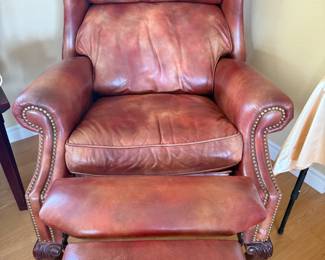 Vintage Leather Recliner with Claw Feet