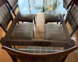 Beautiful dining table and chairs..think Mission Deco style