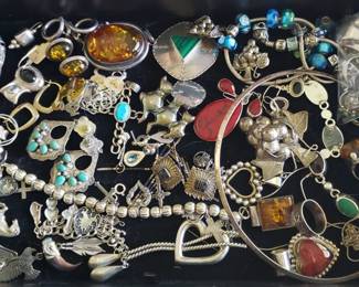 Sterling silver jewelry with amber, turq. and other stones!
