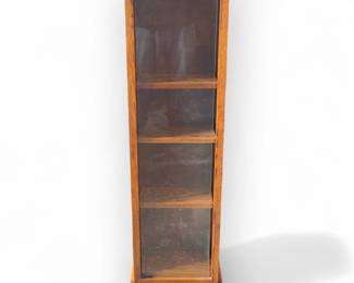 Rotating Oak Display Cabinet with Glass Panels