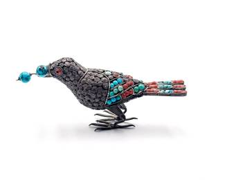 Vintage Tibetan Silver Bird Figurine
