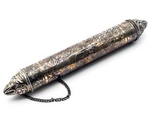 Lois Hill Silver Invitation Tube w/ Scroll Motif