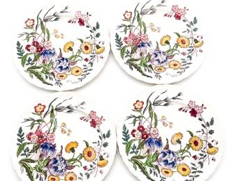 Set of 4 Wedgwood Ranunculus Multicolor Rimmed Plates