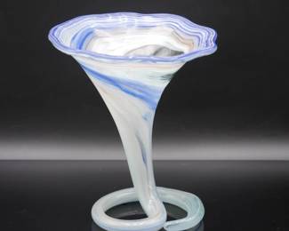 Murano-Style Blown Swirl Glass Vase