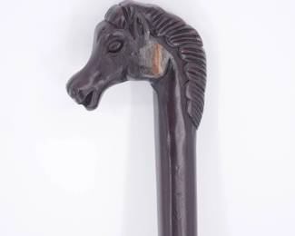 Wooden Carved Walking Stick w/ Horse Head Handle