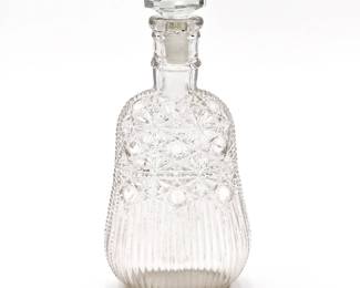 Antique Pressed Glass �Whisk Broom� Whiskey Flask