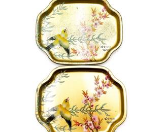 Pair Of Elite Trays Metal Trays w/ Goldtone Finish