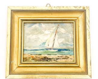 Framed Impressionistic Sailboat Painting
