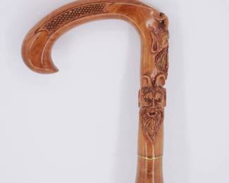 Intricately Carved Wooden Walking Stick by Rick Young
