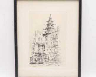 Alexander Alec Stern Signed Etching ‘Cable Car Rush, California St’