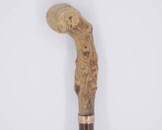 Early 20th Century Acacia Wood Walking Stick w/ Root Handle
