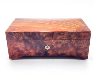 Vintage Reuge Inlaid Burlwood Glass-Top Music Box w/ 4 Airs