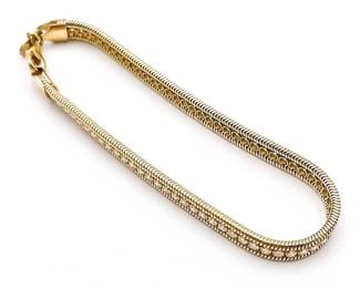 Milor Italy 925 Gold-Tone Snake Chain and CZ Tennis Bracelet