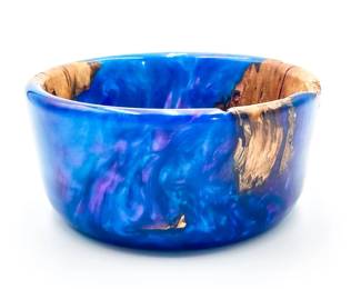 Handcrafted Spalted Maple and Blue Resin Bowl