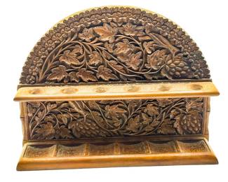 Vintage Hand-Carved Wooden Pipe Rack