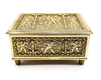 Erhard & Söhne Gilt Metal Music Box w/ Watteau’s Scene