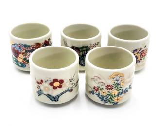 Set of 5 Vintage Japanese Porcelain Sake Cups