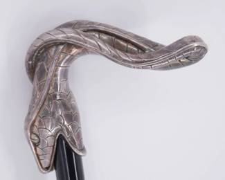 Cobra Handle 925 Silver Walking Stick