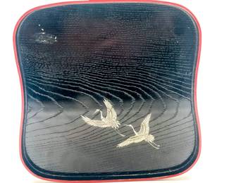 Yamanaka Japanese Lacquerware Tray w/ Crane Motif