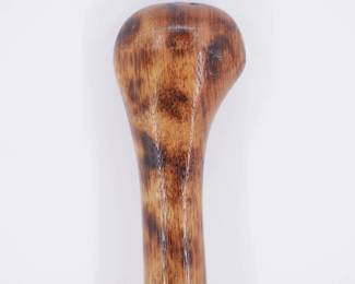 Carved Wood Walking Stick w/Tiger Stripe Pattern