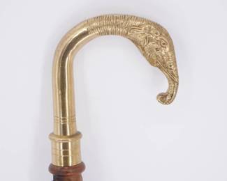 Solid Brass Elephant Head Walking Cane