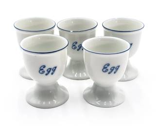 Set of 5 Porcelain Blue Horizon Egg Cups