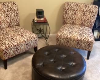 A Pair of Ashley Furniture Accent Chairs & Ottoman