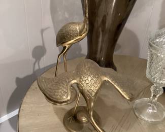 Vintage Brass Stork Sculptures