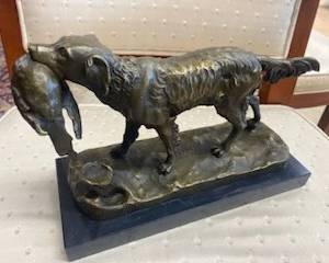 Small Bronze Dog w/Bird