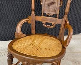 Walnut Victorian Rose Carved Ladies Rocker