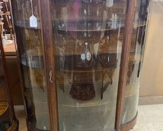 Tiger Oak Serpentine China Cabinet