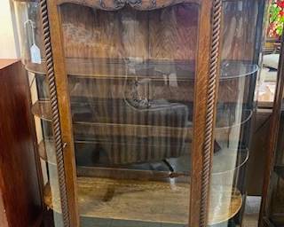 Oak Round Glass China Cabinet