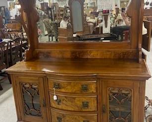 English Walnut Art Nouveau Sideboard