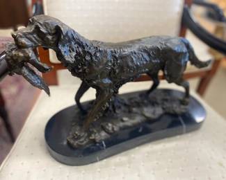 Lg. Bronze Dog w/Bird