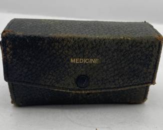 Lot 94 | Vintage Medicine Kit Leather Case Glass Bottle